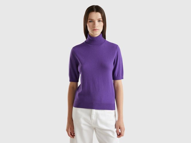 Benetton, Pull Col Montant Violet À Manches Courtes En Cachemire Mélangé, taille L - United Colors of Benetton - Modalova