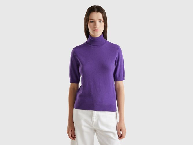 Benetton, Pull Col Montant Violet À Manches Courtes En Cachemire Mélangé, taille M - United Colors of Benetton - Modalova