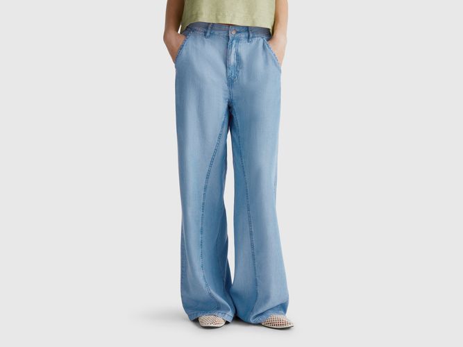 Benetton, Pantalon Large En Chambray, taille 25, Bleu Clair - United Colors of Benetton - Modalova