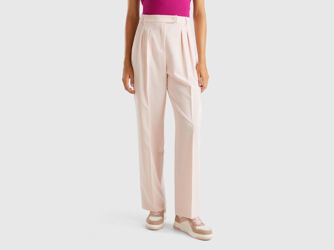 Benetton, Pantalon Ample En Viscose Mélangée Stretch, taille, Rose Pâle - United Colors of Benetton - Modalova