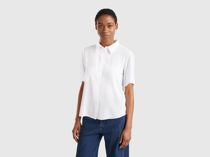 Benetton, Chemise Manches 3/4 En Viscose, taille L, Blanc - United Colors of Benetton - Modalova
