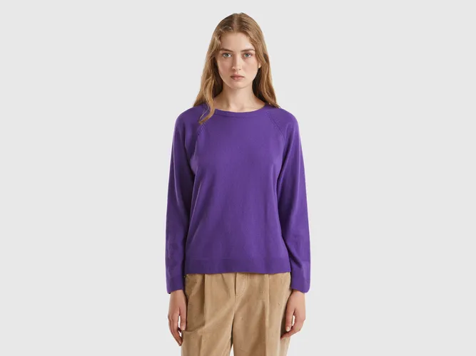 Benetton, Pull Col Rond Violet En Mélange De Laine Et De Cachemire, taille L - United Colors of Benetton - Modalova