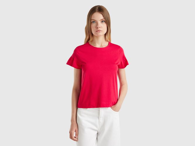 Benetton, T-shirt Con Manica Rouches, taglia XL, Prugna, Donna - United Colors of Benetton - Modalova