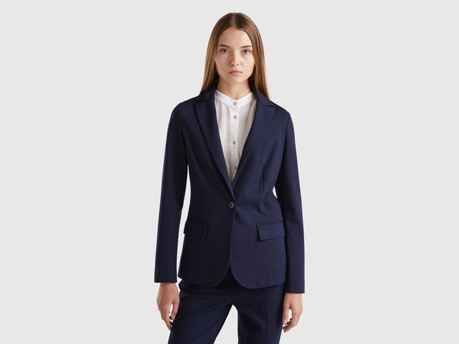 Benetton, Blazer En Viscose Mélangée Stretch, taille, Bleu - United Colors of Benetton - Modalova