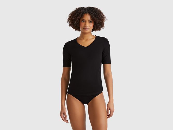 Benetton, T-shirt En Coton Super Stretch, taille L, Noir - United Colors of Benetton - Modalova