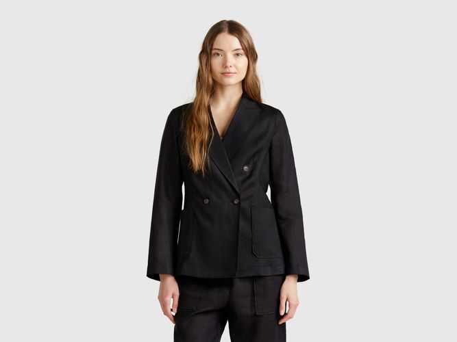 Benetton, Veste Croisée En Pur Lin, taille, Noir - United Colors of Benetton - Modalova