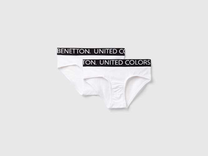 Benetton, Due Slip Con Elastico Logato, taglia XXS, Bianco, Bambini - United Colors of Benetton - Modalova