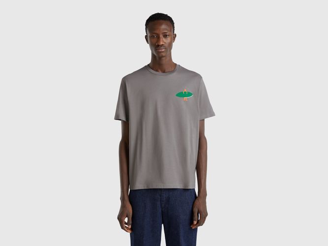 Benetton, T-shirt Avec Imprimé En Coton Biologique, taille XXL, Gris Foncé - United Colors of Benetton - Modalova