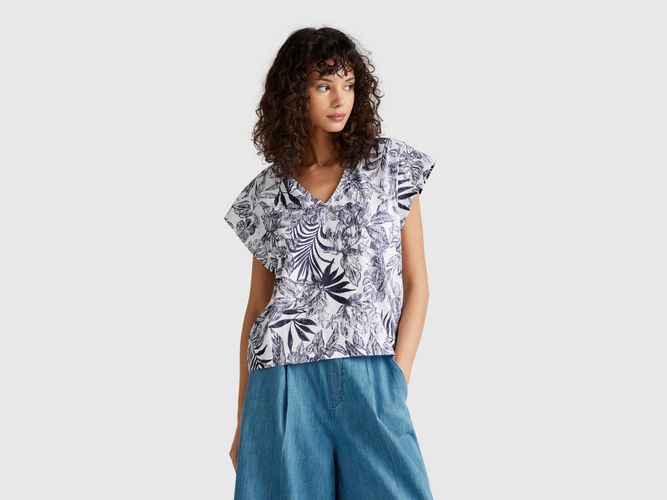 Benetton, T-shirt À Imprimé Fleuri, taille L, Bleu - United Colors of Benetton - Modalova