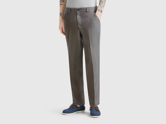 Benetton, Chino En Pur Lin, taille 42, Gris Foncé - United Colors of Benetton - Modalova