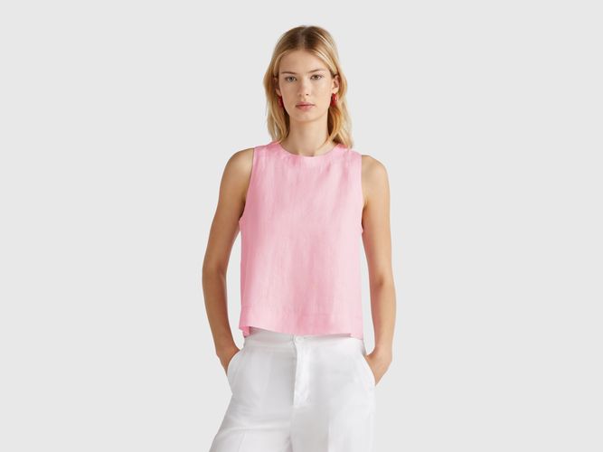 Benetton, Top Sans Manches En Pur Lin, taille XL, Rose Pastel - United Colors of Benetton - Modalova