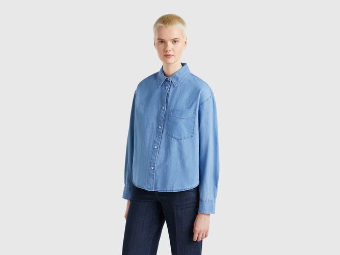 Benetton, Chemise Courte En Chambray, taille L, Bleu - United Colors of Benetton - Modalova