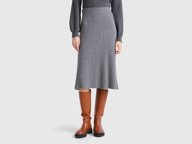 Benetton, Jupe Midi En Maille, taille L, Gris Foncé - United Colors of Benetton - Modalova