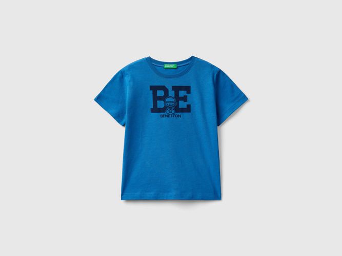 Benetton, T-shirt 100% Cotone Con Logo, taglia 98, Blu, Bambini - United Colors of Benetton - Modalova