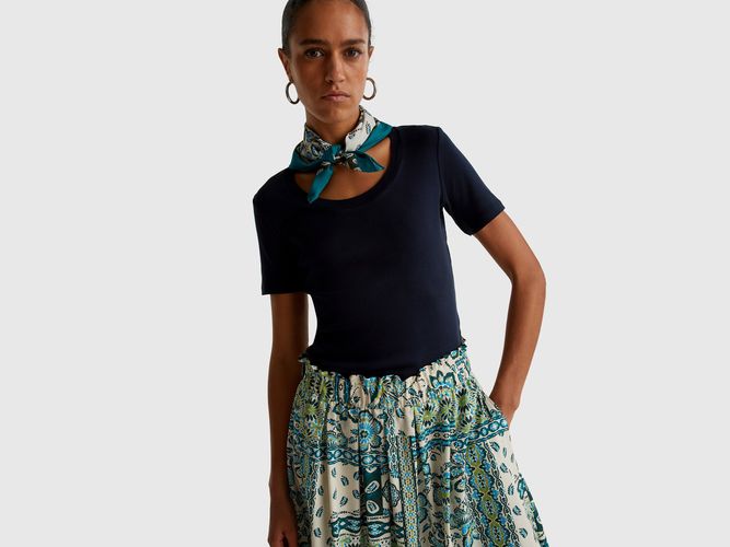 Benetton, T-shirt À Manches Courtes En Coton À Fibres Longues, Taille: XL, Bleu Foncé - United Colors of Benetton - Modalova