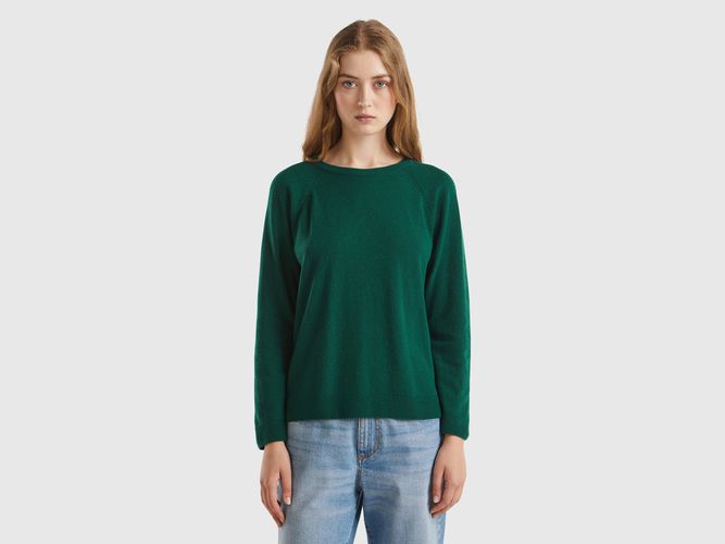 Benetton, Pull Col Rond Vert Forêt En Mélange De Laine Et De Cachemire, taille L, Vert Foncé - United Colors of Benetton - Modalova