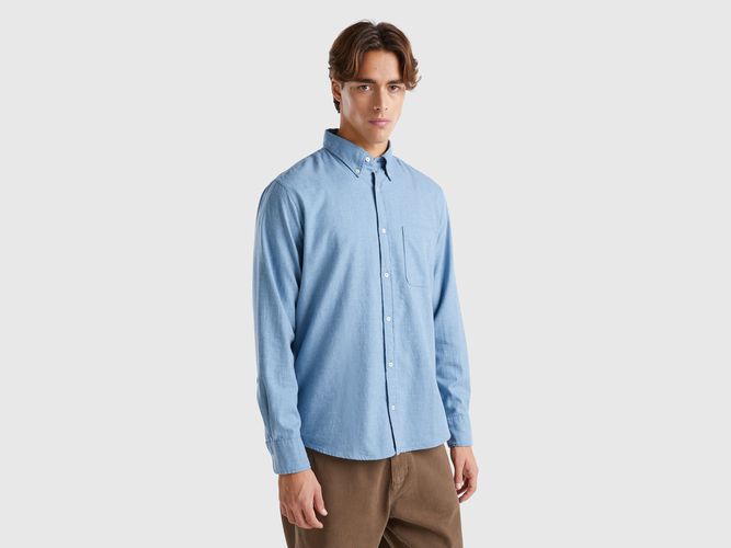 Benetton, Chemise Button Down En Flanelle, taille M, Bleu Clair - United Colors of Benetton - Modalova