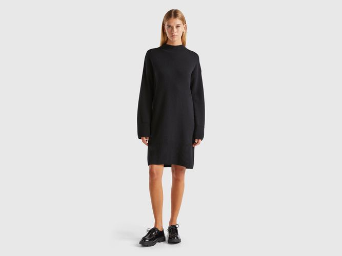 Benetton, Robe À Col Montant En Laine Mélangée, taille L, Noir - United Colors of Benetton - Modalova