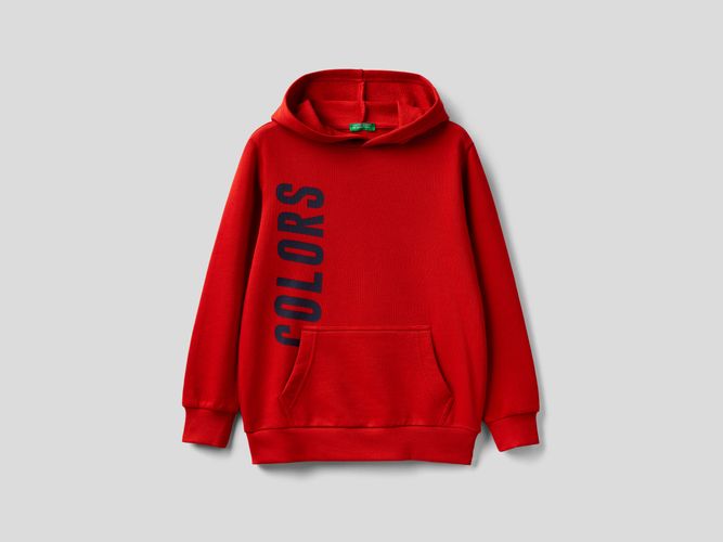 Benetton, Felpa Con Cappuccio E Logo, taglia 2XL, Rosso, Bambini - United Colors of Benetton - Modalova