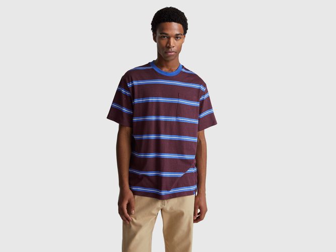 Benetton, T-shirt Rayé En Pur Coton, Taille: XXL, Bordeaux - United Colors of Benetton - Modalova