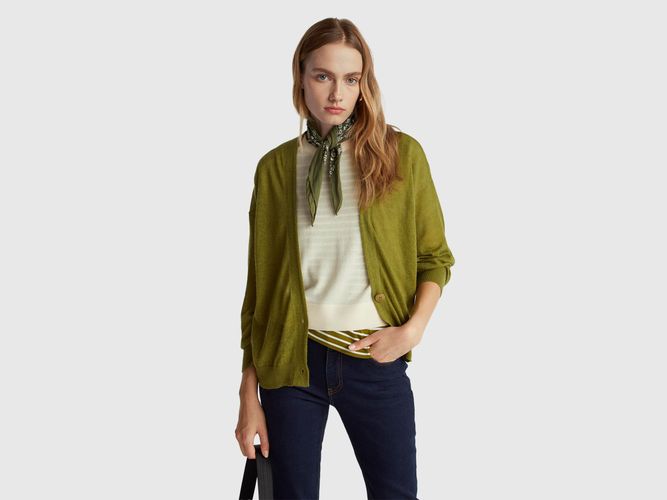 Benetton, Cardigan Léger En Mélange D'alpaga, Taille: M, Kaki - United Colors of Benetton - Modalova