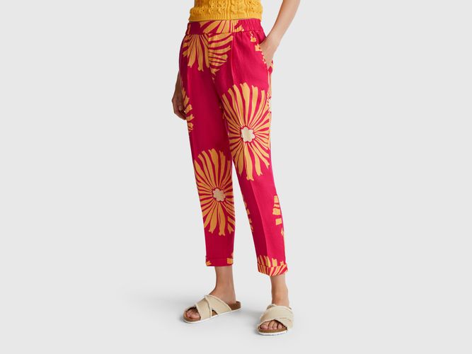 Benetton, Pantalon En Lin Imprimé, taille L, - United Colors of Benetton - Modalova
