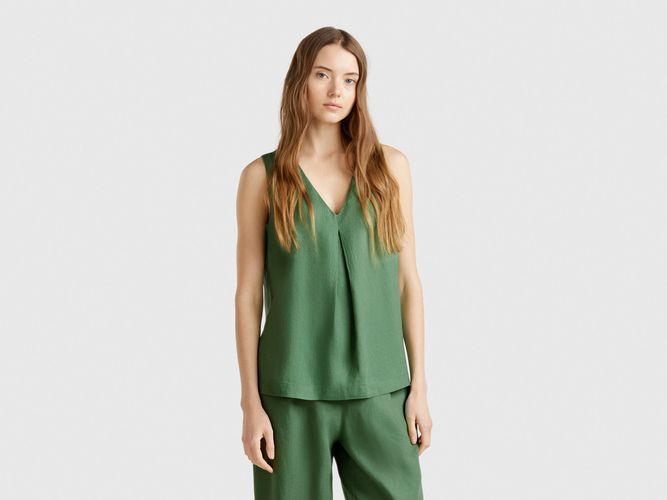 Benetton, Blouse Sans Manches En Pur Lin, taille L, Vert - United Colors of Benetton - Modalova