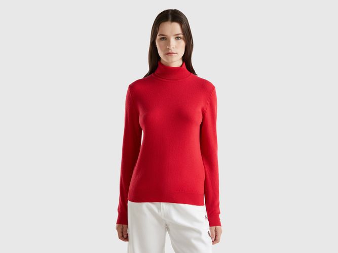 Benetton, Pull Col Montant Rouge Prune En Pure Laine Mérinos, taille L, Rouge - United Colors of Benetton - Modalova