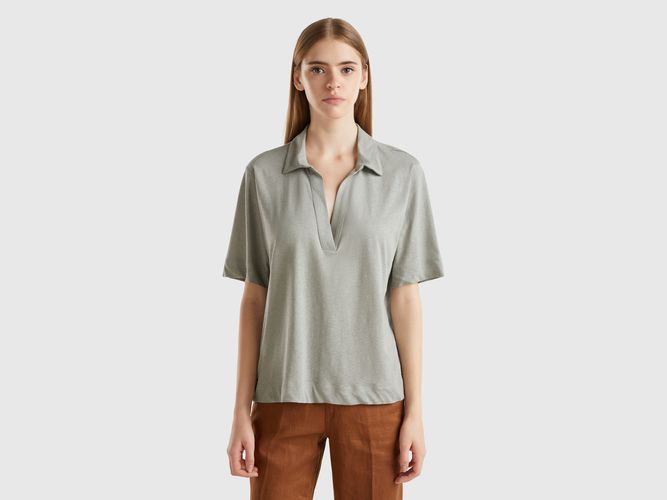 Benetton, Polo En Mélange De Lin Et De Coton, taille L, Gris - United Colors of Benetton - Modalova