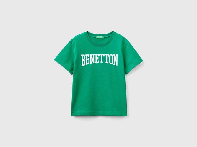 Benetton, T-shirt 100% Cotone Con Logo, taglia 116, Verde, Bambini - United Colors of Benetton - Modalova
