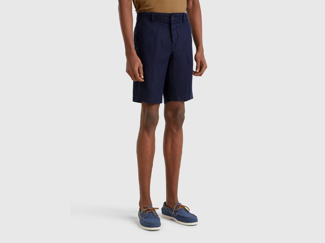 Benetton, Bermuda En Pur Lin, taille 42, Bleu Foncé - United Colors of Benetton - Modalova
