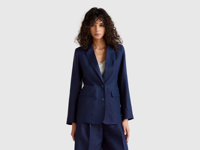 Benetton, Blazer En Lin Mélangé, taille, Bleu Foncé - United Colors of Benetton - Modalova