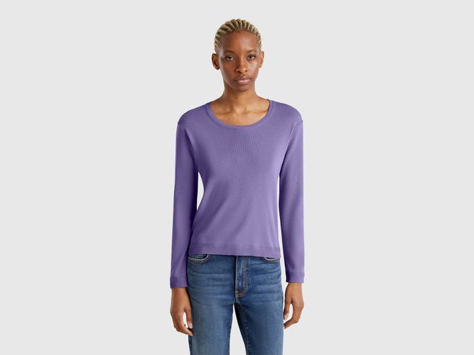 Benetton, Pull À Col Rond En Pur Coton, taille S, Bleu Pervenche - United Colors of Benetton - Modalova