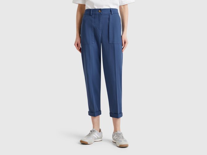 Benetton, Pantalon À Revers En Coton Stretch, taille, Bleu Horizon - United Colors of Benetton - Modalova