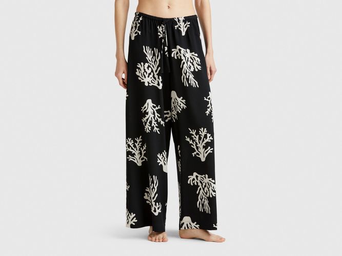Benetton, Pantalon À Imprimé Corail, taille L, Noir - United Colors of Benetton - Modalova