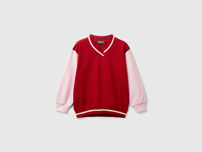 Benetton, Felpa Con Scollo A V, taglia M, Rosso, Bambini - United Colors of Benetton - Modalova