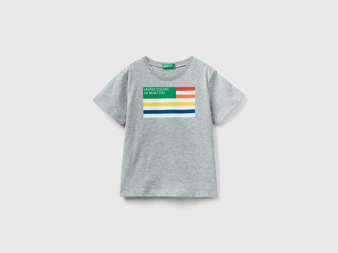 Benetton, T-shirt 100% Cotone Bio Con Stampa, taglia 104, Grigio Chiaro, Bambini - United Colors of Benetton - Modalova
