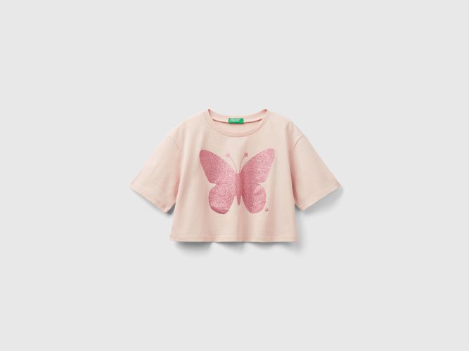 Benetton, Maglietta Con Stampa Glitter, taglia 3XL, Pesca, Bambini - United Colors of Benetton - Modalova