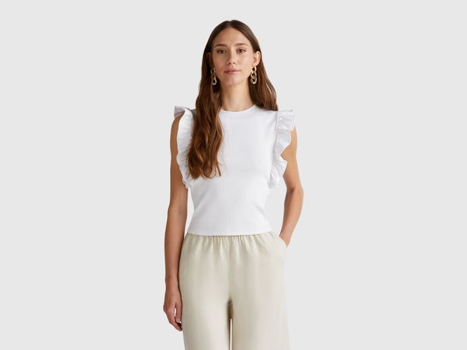 Benetton, T-shirt Coupe Slim À Volants, taille L, Blanc - United Colors of Benetton - Modalova