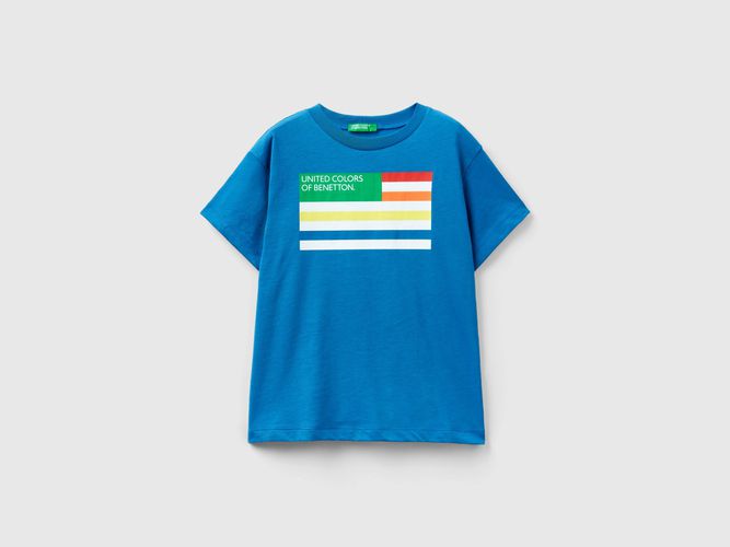 Benetton, T-shirt 100% Cotone Bio, taglia 2XL, Blu, Bambini - United Colors of Benetton - Modalova