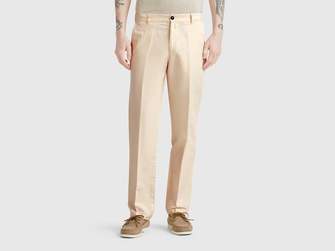 Benetton, Chino Coupe Slim En Lin Mélangé, taille 42, Crème - United Colors of Benetton - Modalova