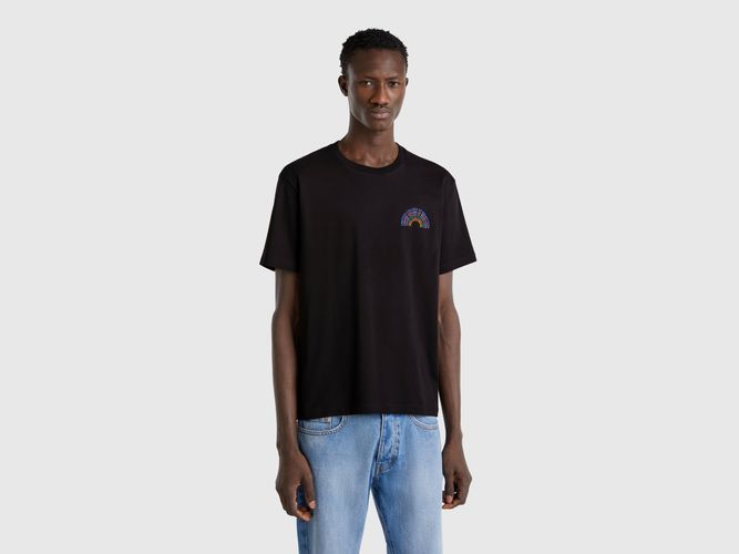 Benetton, T-shirt En Coton Noir Avec Logo Blanc, taille XXL, Noir - United Colors of Benetton - Modalova