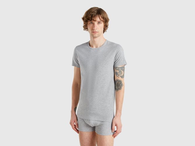 Benetton, T-shirt En Coton Stretch, taille XXL, Gris Clair - United Colors of Benetton - Modalova