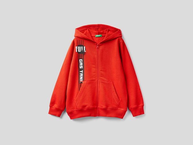 Benetton, Felpa Con Zip E Cappuccio, taglia XL, Rosso, Bambini - United Colors of Benetton - Modalova