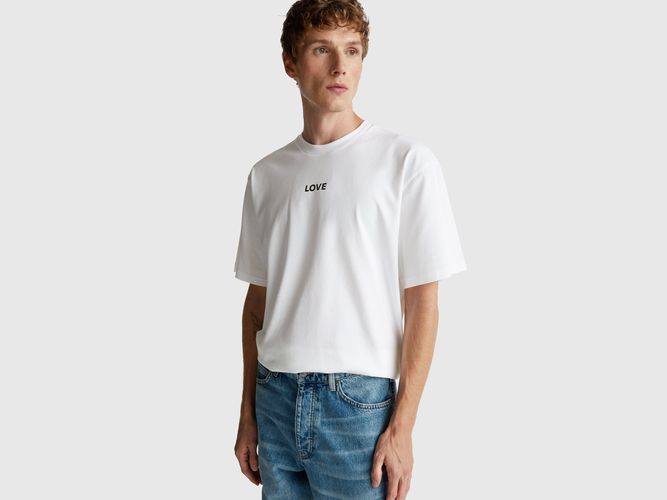 Benetton, T-shirt Oversize Avec Imprimé, Taille: XXL, Blanc - United Colors of Benetton - Modalova