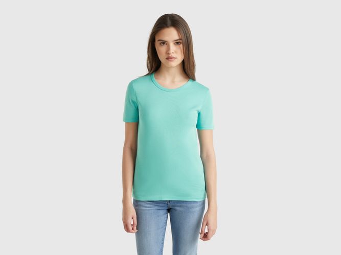 Benetton, T-shirt En Coton À Fibre Longue, taille L, Bleu Vert - United Colors of Benetton - Modalova