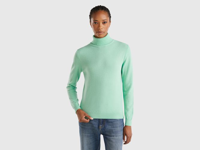 Benetton, Pull Col Montant Vert Jade Clair En Pure Laine Mérinos, taille L, Bleu Vert - United Colors of Benetton - Modalova