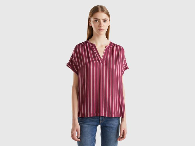 Benetton, Blouse Rayée En Pure Viscose, taille L, Bordeaux - United Colors of Benetton - Modalova