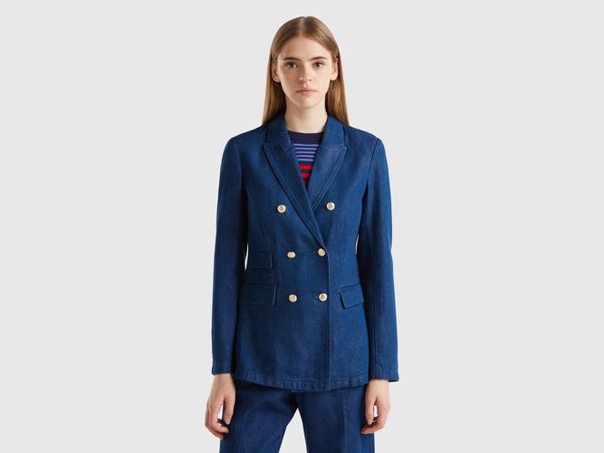 Benetton, Blazer Doppiopetto Di Jeans, taglia, Blu, Donna - United Colors of Benetton - Modalova