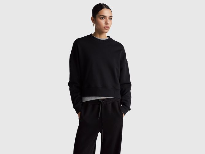 Benetton, Sweat-shirt 100% Coton Avec Logo Imprimé, Taille: XL, Noir - United Colors of Benetton - Modalova